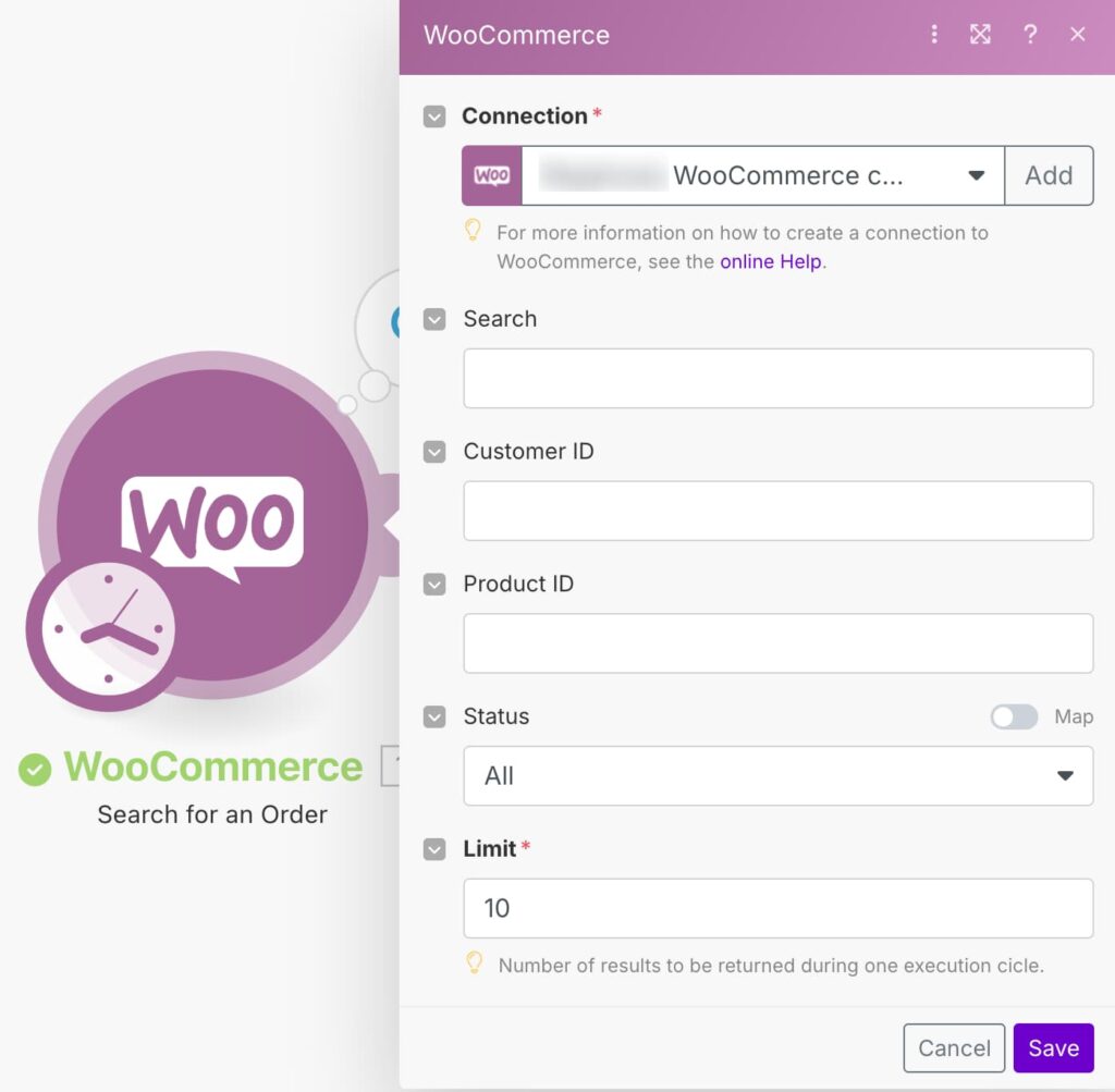 Configurazione WooCommerce List Orders Make
